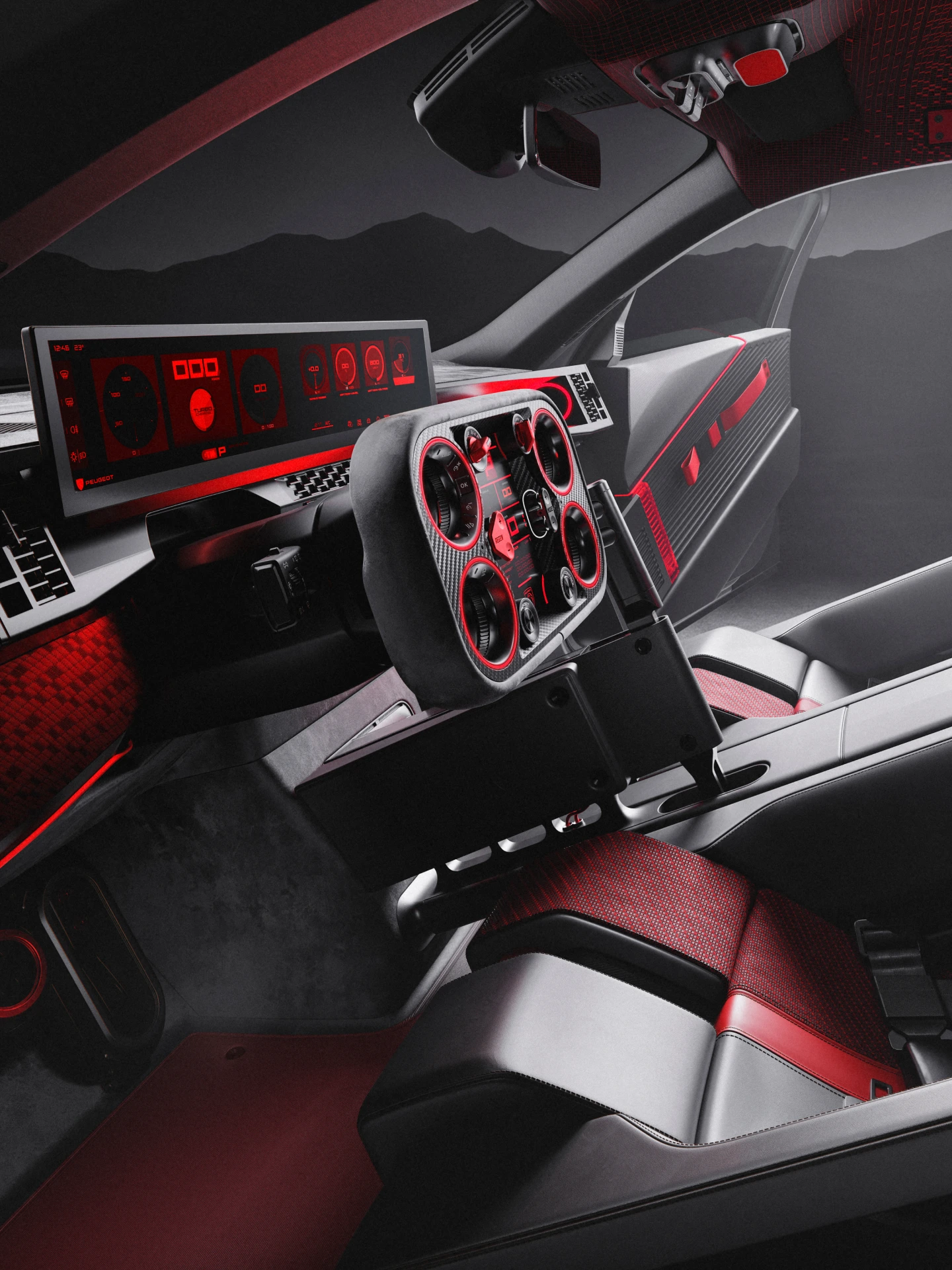 PEUGEOT E-T16 Concept met de volledig digitale next-gen PEUGEOT i‑Cockpit® en de op prestaties gerichte Hypersquare®