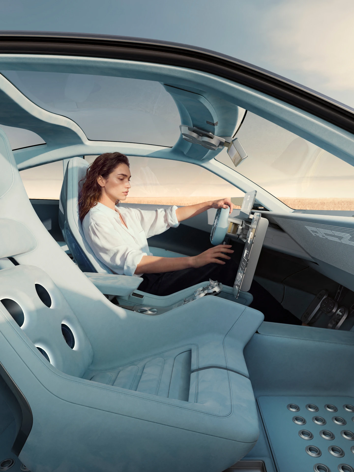 Zwevende displays in het interieur van de PEUGEOT RCZ Vision