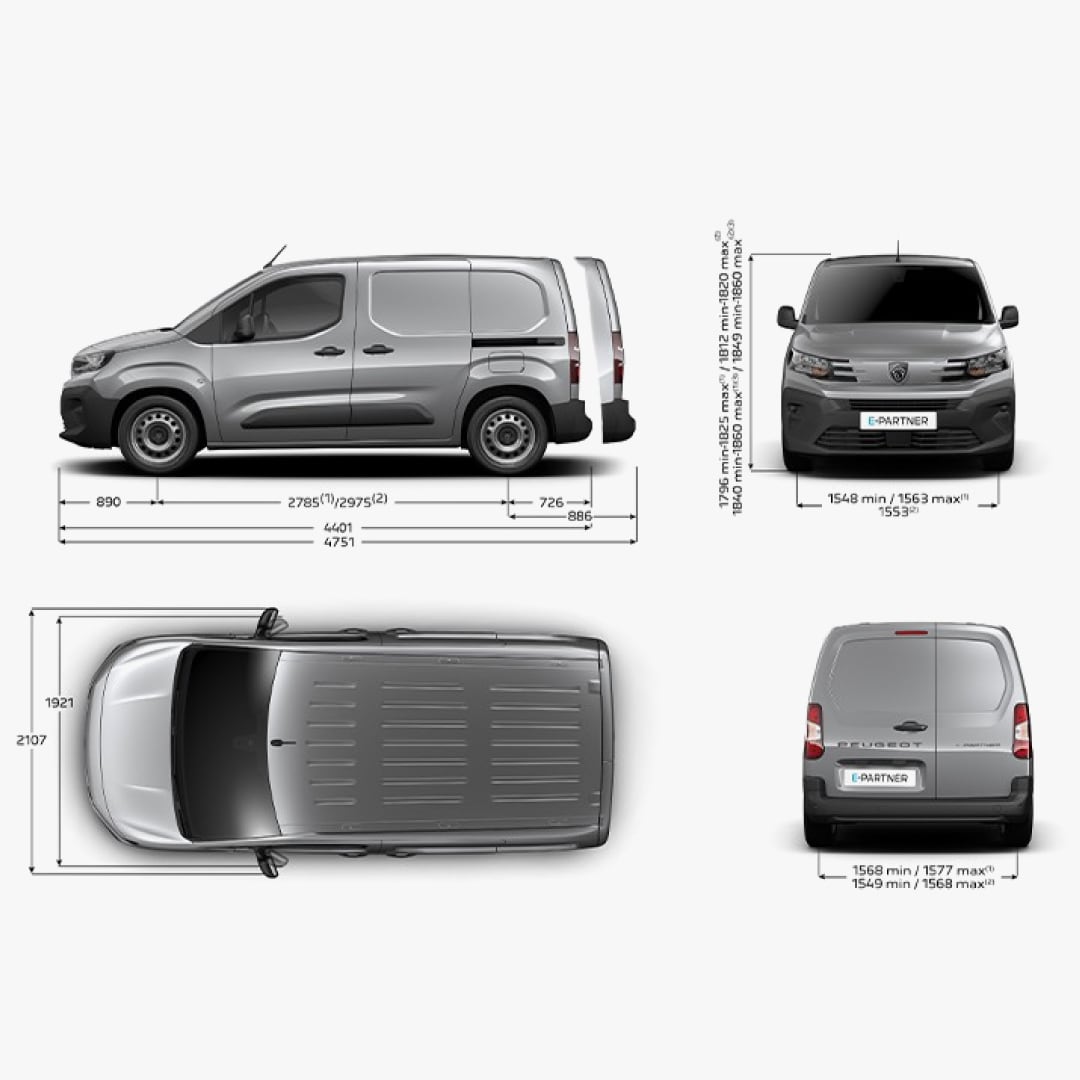 PEUGEOT E-PARTNER exterieurafmetingen
