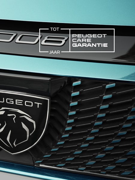 Voorgrille van de PEUGEOT 3008 met PEUGEOT CARE Garantie‑logo